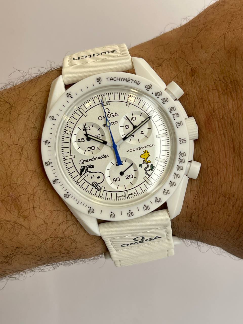 Omega Swatch–Full White/Cartoon Dial