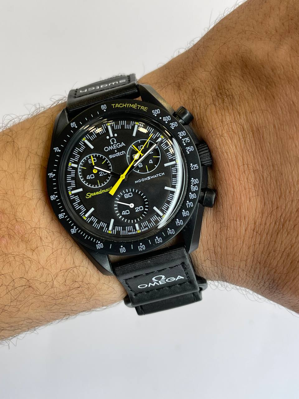 Omega Swatch – Black Leather Strap