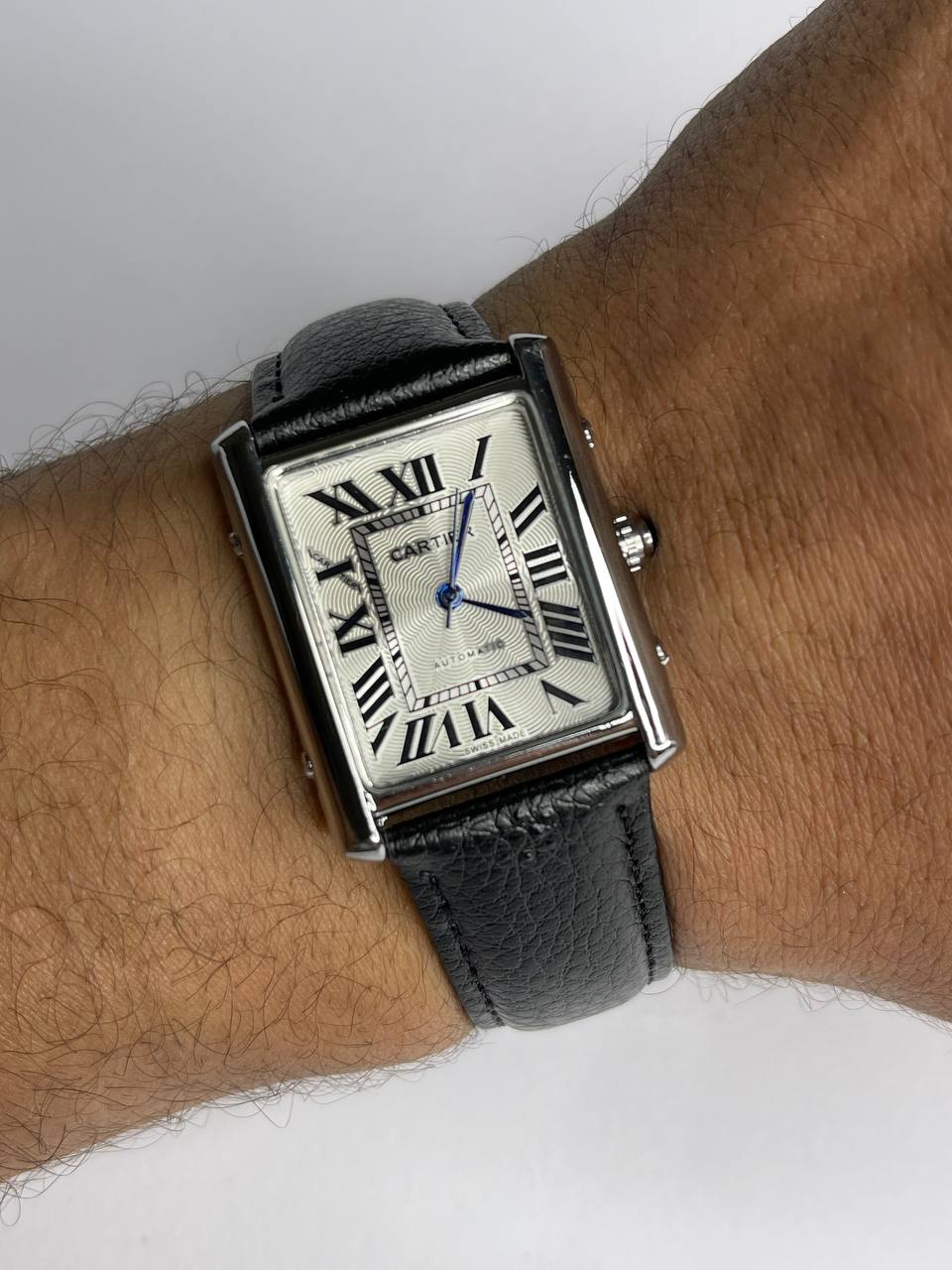 Cartier Tank Must – Black Leather Strap White Dial