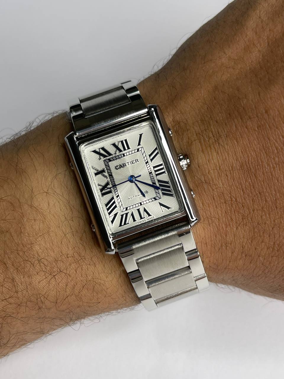 Cartier Tank Must–Silver Metal Bracelet White Dial