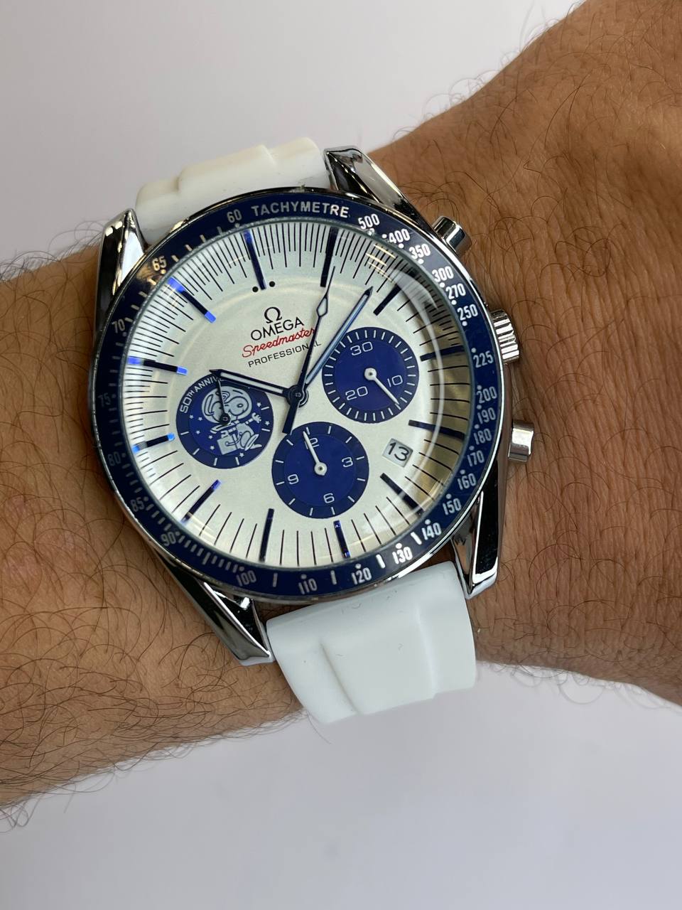 Omega – White Rubber Strap