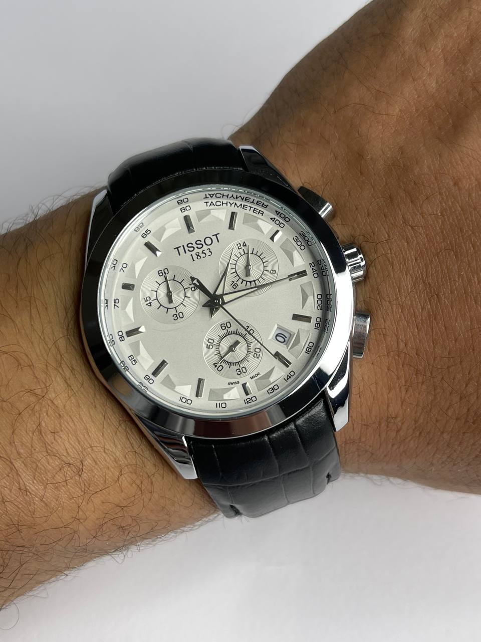 Tissot–Black Leather Strap White Dial